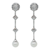 PAR DE PENDIENTES DE ORO BLANCO DE 750 MILÉSIMAS (18K) CON DIAMANTES TALLA BRILLANTE Y DOS PERLAS AUSTRALIANAS
