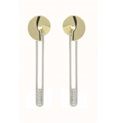 Pendientes de oro blanco y oro amarillo (18K) con diamante