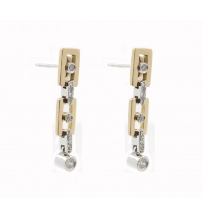 Pendientes de oro blanco y oro rosa (18K) con diamante