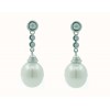 Pendientes de oro blanco (18K) con diamante y perla australiana