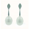 Pendientes de oro blanco (18K) con diamante y perla cultivada