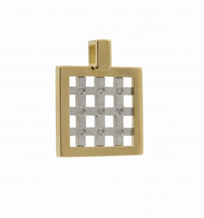 Colgante de oro blanco y oro amarillo (18K) con diamante