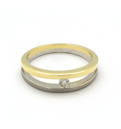Solitario de oro blanco y oro amarillo (18K) con diamante