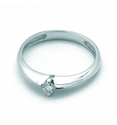 Solitario de oro blanco (18K) con diamante