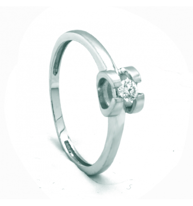 Solitario de oro blanco (18K) con diamante
