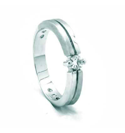 Solitario de oro blanco (18K) con diamante
