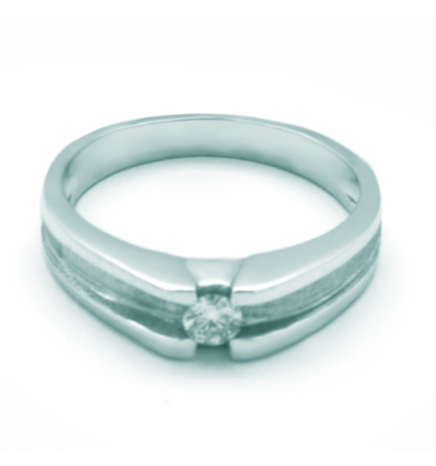 Solitario de oro blanco (18K) con diamante