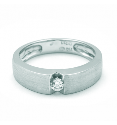 Solitario de oro blanco (18K) con diamante