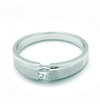 Solitario de oro blanco (18K) con diamante