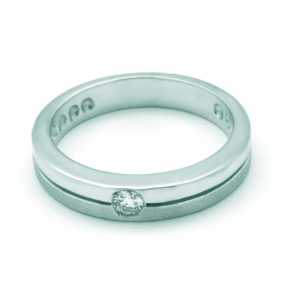 Solitario de oro blanco (18K) con diamante