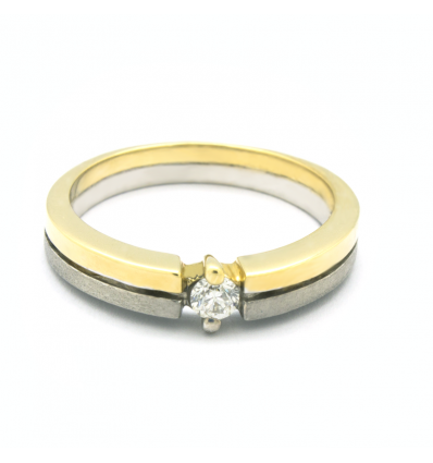Solitario de oro blanco y oro amarillo (18K) con diamante