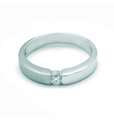 Solitario de oro blanco (18K) con diamante