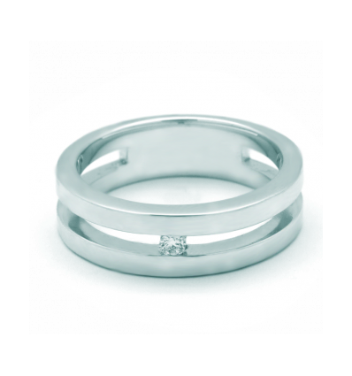 Solitario de oro blanco (18K) con diamante