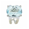Sortija de oro blanco (18K) con diamante y aguamarina natural