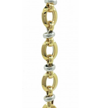 PULSERA PARA SEÑORA DE ORO AMARILLO Y BLANCO DE 750 milésimas (18K) . DISEÑO ITALIANO. 19CMS X 0,90CMS