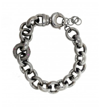 Pulsera de plata con baño de rutenio