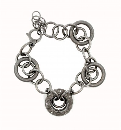 Pulsera de plata con baño de rutenio