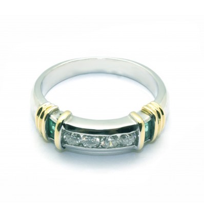 Media alianza de oro blanco y oro amarillo (18K) con diamante