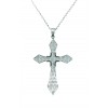 Cruz de plata con zirconitas y cadena