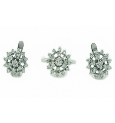 juego oro blanco con diamantes talla brillante