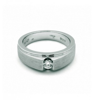 Solitario de oro blanco (18K) con diamante