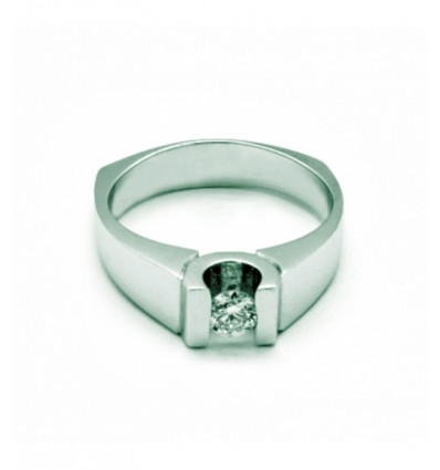 Solitario de oro blanco (18K) con diamante