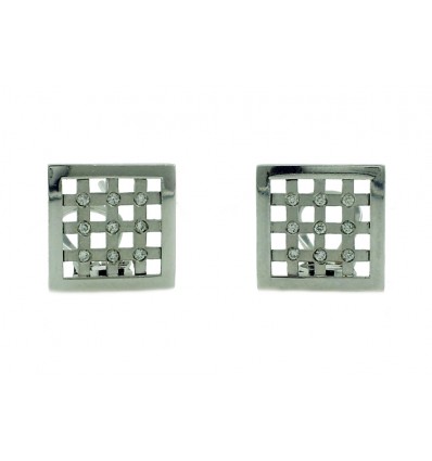 PENDIENTES DE ORO BLANCO DE 750 milésimas (18K) CON 18 DIAMANTES .