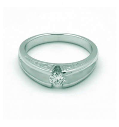 Solitario de oro blanco (18K) con diamante