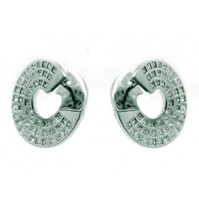 PENDIENTES DE ORO BLANCO DE 750 milésimas (18K) CON 102 DIAMANTES . DIÁMETRO:19,50 MM.