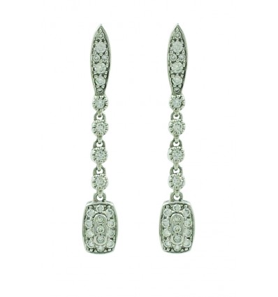 Pendientes de oro blanco (18K) con diamante