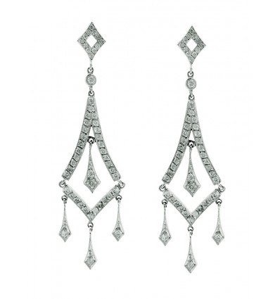 Pendientes de oro blanco (18K) con diamante