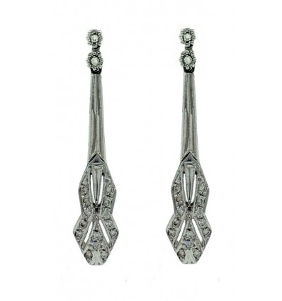 Pendientes de oro blanco (18K) con diamante