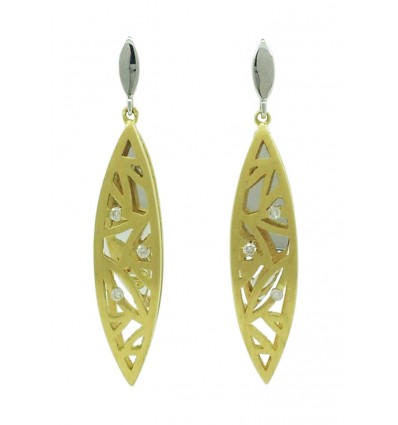 Pendientes de oro blanco y oro amarillo (18K) con diamante