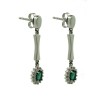 Pendientes de oro blanco (18K) con diamante y esmeralda