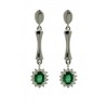 Pendientes de oro blanco (18K) con diamante y esmeralda