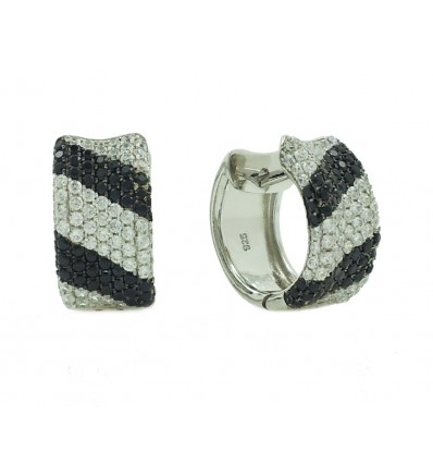 Pendientes de plata con zirconita blanca y zirconita negra