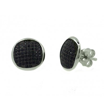 Pendientes de plata con zirconita negra
