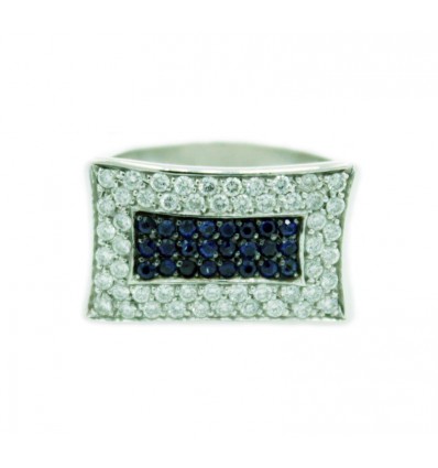 SORTIJA ORO 750 milésimas (18K) CON 52 DIAMANTES TALLA BRILLANTE Y 24 ZAFIROS AZULES