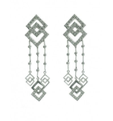 Pendientes de oro blanco (18K) con diamante