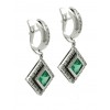 Pendientes de oro blanco (18K) con diamante y esmeralda
