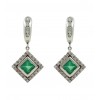 Pendientes de oro blanco (18K) con diamante y esmeralda
