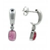 Pendientes de oro blanco (18K) con diamante y turmalina