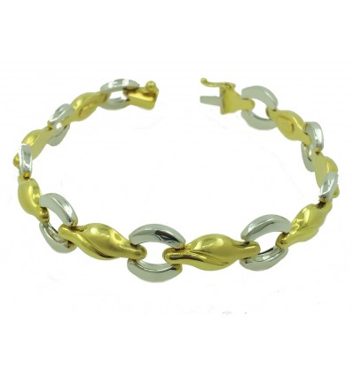 Pulsera de oro blanco y oro amarillo (18K)