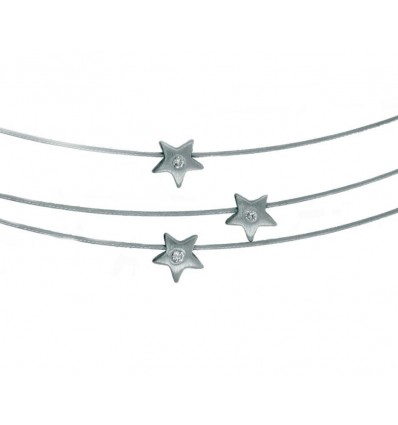 Triple sirga de oro blanco (18K) con diamante