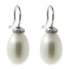 Pendientes de oro blanco (18K) con diamante y perla cultivada