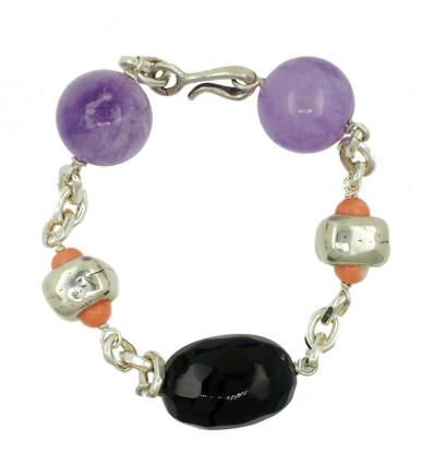 Pulsera de plata con piedras naturales