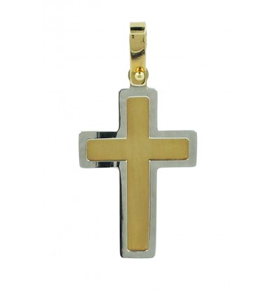 CRUZ DE ORO AMARILLO Y ORO BLANCO DE 750 milésimas (18 K)