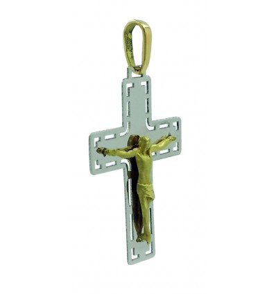 Cruz de oro amarillo y oro blanco (18K)