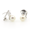 Pendientes de oro blanco (18K) con diamante y perla cultivada