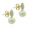 Pendientes de oro blanco (18K) con perla y zirconita